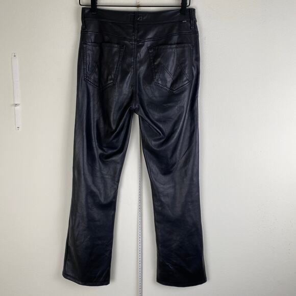 Mother The Insider Ankle Size 27 Wax On Wax Off Black Faux Leather Pants Jeans - Picture 10 of 16